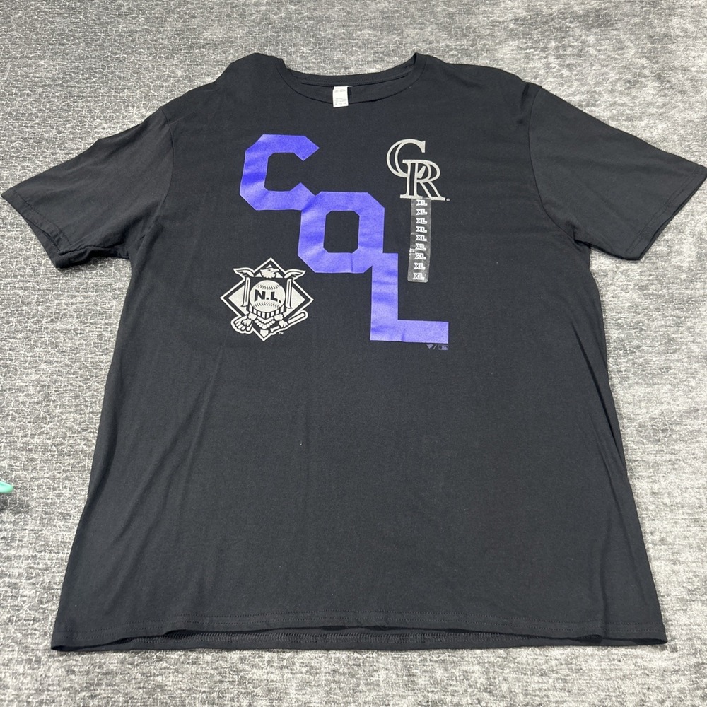 Colorado Rockies T Shirt Mens XL Black Purple MLB Baseball Graphic Gildan